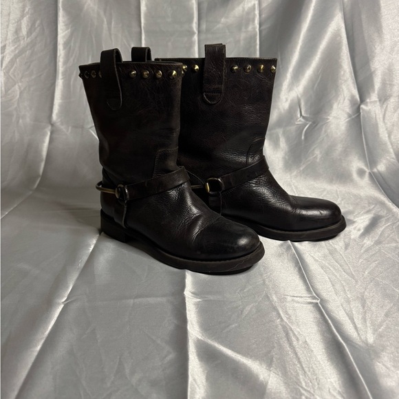 BOEMOS $360 Brown Leather Studded Mid Calf Pull On Boots
Made in Italy Size 36 - Picture 3 of 8